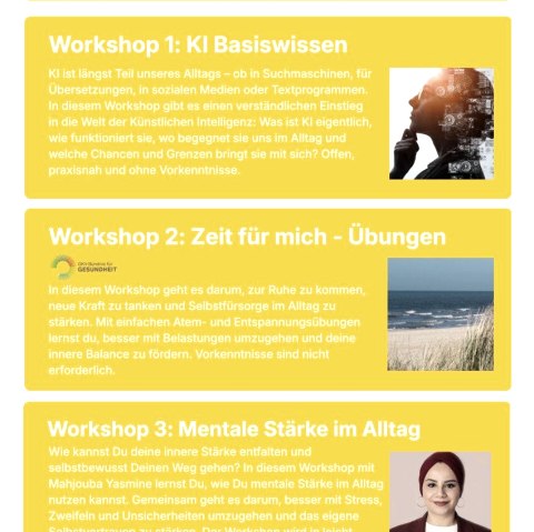 Workshop-Programm, © Jobcenter Euskirchen Workshop-Programm, © Jobcenter Euskirchen
