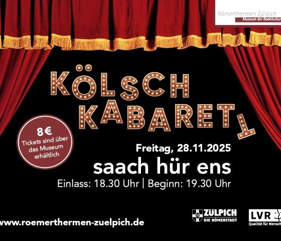 Kölsch-Kabarett saach hür ens Zülpich, © Römerthermen Zülpich - Museum der Badekultur Kölsch-Kabarett saach hür ens Zülpich, © Römerthermen Zülpich - Museum der Badekultur