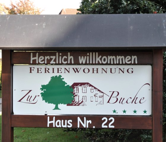 Begrüssungsschild Ferienwohnung, © Ferienwohnung Zur Buche Begrüssungsschild Ferienwohnung, © Ferienwohnung Zur Buche