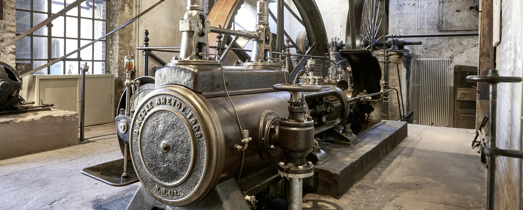 Dampfmaschine der Tuchfabrik Müller, © LVR-Industriemuseum, Foto: Willi Filz Dampfmaschine der Tuchfabrik Müller, © LVR-Industriemuseum, Foto: Willi Filz