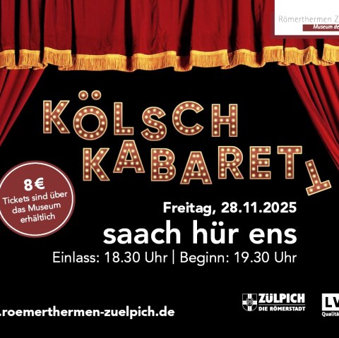 Kölsch-Kabarett saach hür ens Zülpich, © Römerthermen Zülpich - Museum der Badekultur Kölsch-Kabarett saach hür ens Zülpich, © Römerthermen Zülpich - Museum der Badekultur