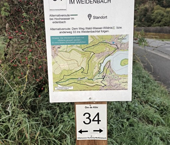 Umleitung bei hohem Wasserstand, © Rursee-Touristik GmbH, Sabine Herfort Umleitung bei hohem Wasserstand, © Rursee-Touristik GmbH, Sabine Herfort