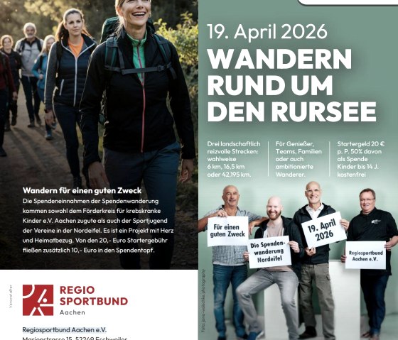 Spendenwanderung rund um den Rursee, © Regiosportbund Aachen e.V. Spendenwanderung rund um den Rursee, © Regiosportbund Aachen e.V.