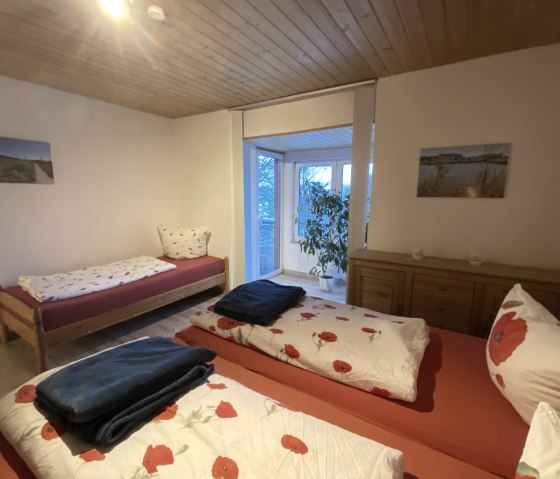 Blick auf das Einzelbett, © Ferienwohnung Buchenzauber Blick auf das Einzelbett, © Ferienwohnung Buchenzauber