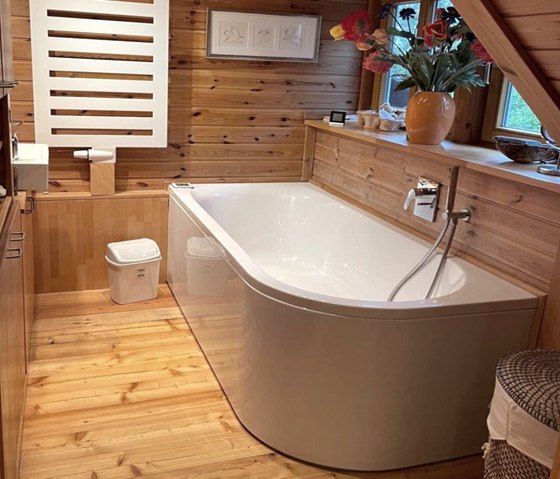 Ferienhaus M&uuml;hlenley - Bad zum Schlafzimmer mit DB