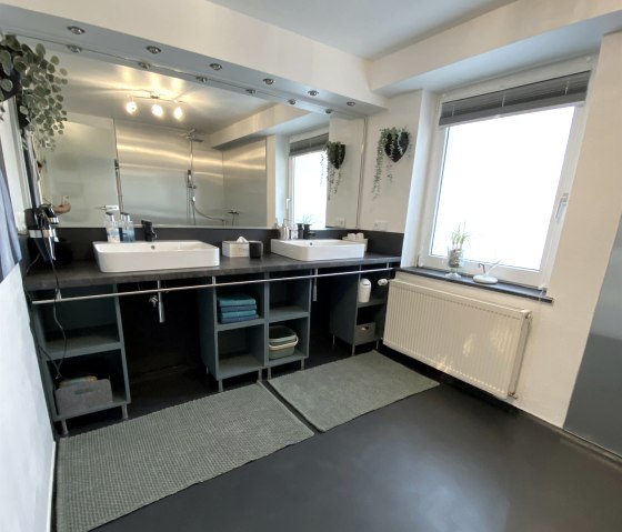 Open shower, bathroom of the large vacation apartment