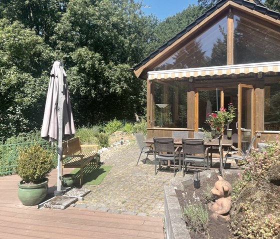 Ferienhaus M&uuml;hlenley -  Terrasse