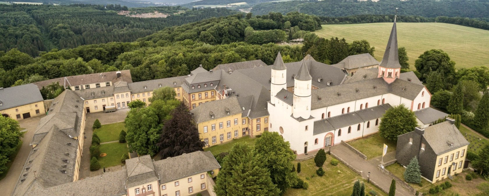 Aerial view of Steinfeld Monastery on the Eifelsteig trail, &copy; Eifel Tourismus/D. Ketz