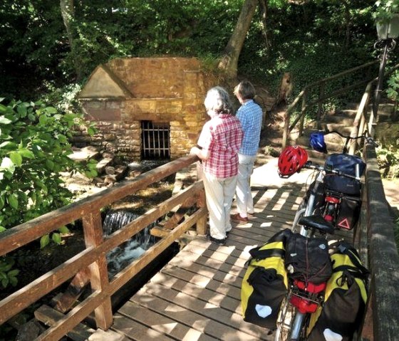 Radfahrer an der Erftquelle