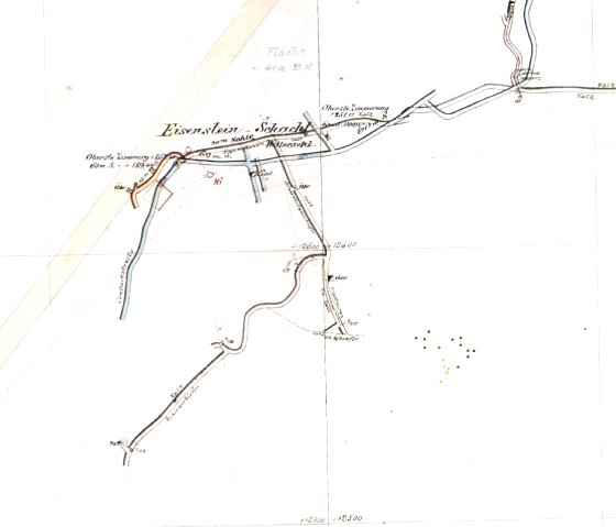 weiterf&uuml;hrende Information, &copy; Grubenriss Eisensteinschacht 1912 Berechtsamtskarte der Albertsgrube im Bergamt Dortmund