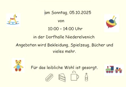 Kinderkleiderbörse, © Dorfhalle Niederelvenich