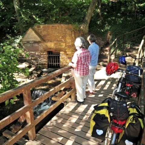 Radfahrer an der Erftquelle